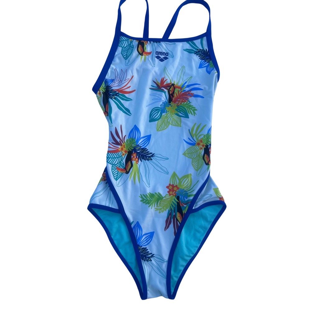 Arena Toucan Super Fly Back One Piece  Swimsuit Tropical Floral Size 32